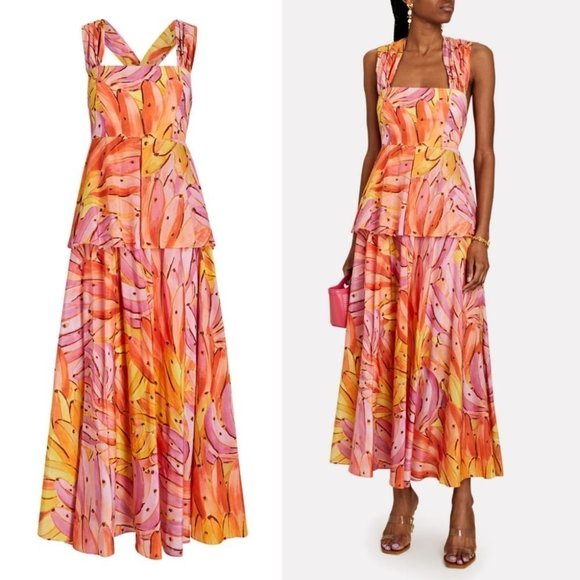 NWT! FARM RIO Pink Ombre Bananas Cross Back Maxi Dress Size Smalll - Picture 9 of 9